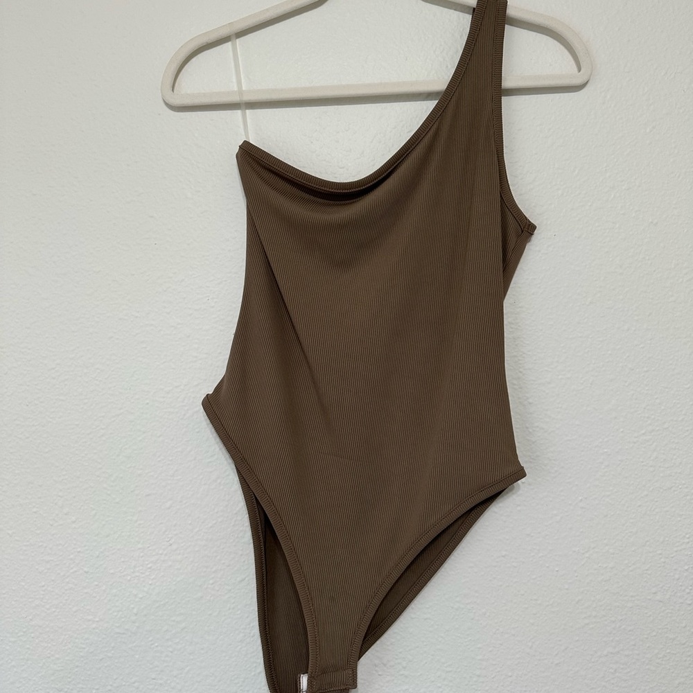 Brown One Shoulder Bodysuit